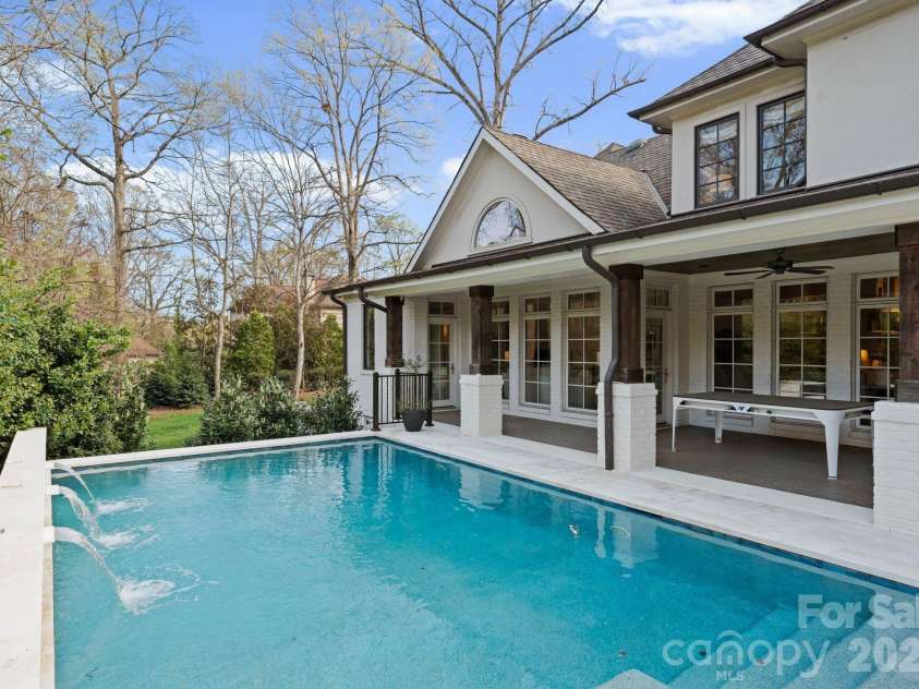 2043 Sharon Lane, Charlotte, NC 28211.  MLS# CAR4357556, YatesRealty ID 5822. Pool & Covered Terrace 