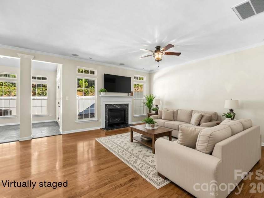156 Arcadian Way, Mooresville, NC 28117.  MLS# CAR4434144, YatesRealty ID 58331. Virtually staged family room