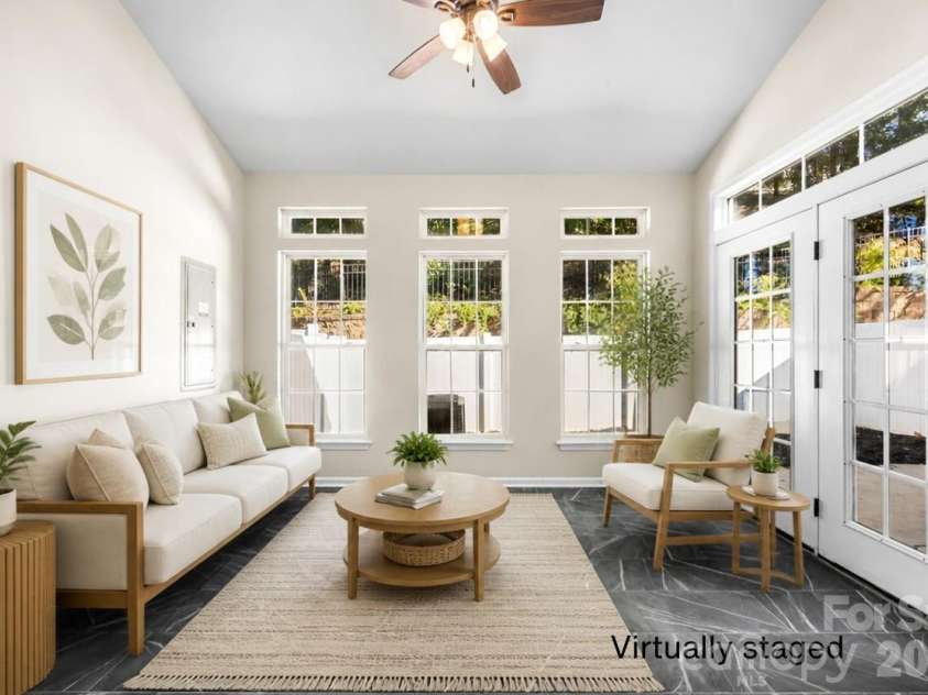 156 Arcadian Way, Mooresville, NC 28117.  MLS# CAR4434144, YatesRealty ID 58331. Virtually staged sunroom
