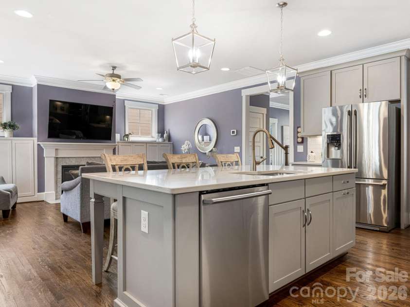 342 Main Street, Matthews, NC 28105.  MLS# CAR4436271, YatesRealty ID 58387. Kitchen/Living Room