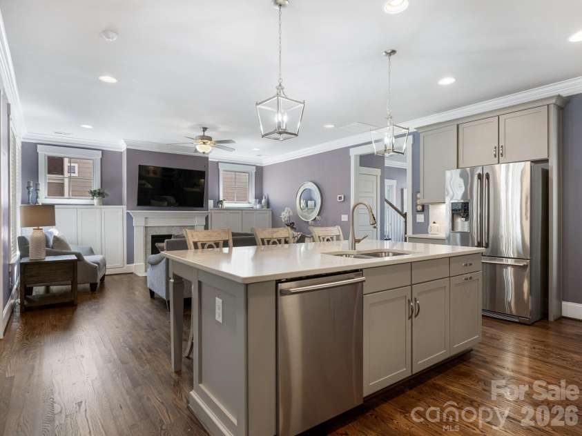 342 Main Street, Matthews, NC 28105.  MLS# CAR4436271, YatesRealty ID 58387. Kitchen/Living Room