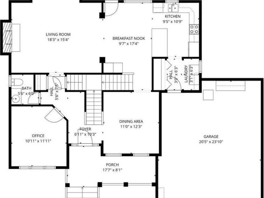 4963 Old River Drive, Hickory, NC 28602.  MLS# CAR4336914, YatesRealty ID 5938. First Floor Floorplan