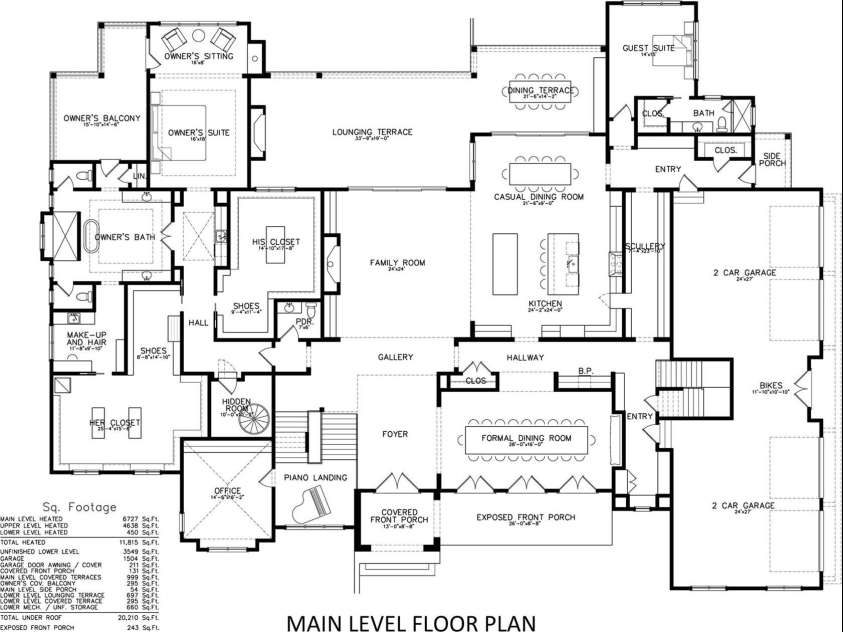 6012 Hathaway Lane, Waxhaw, NC 28173.  MLS# CAR4309543, YatesRealty ID 6000. Main Level Floor Plan