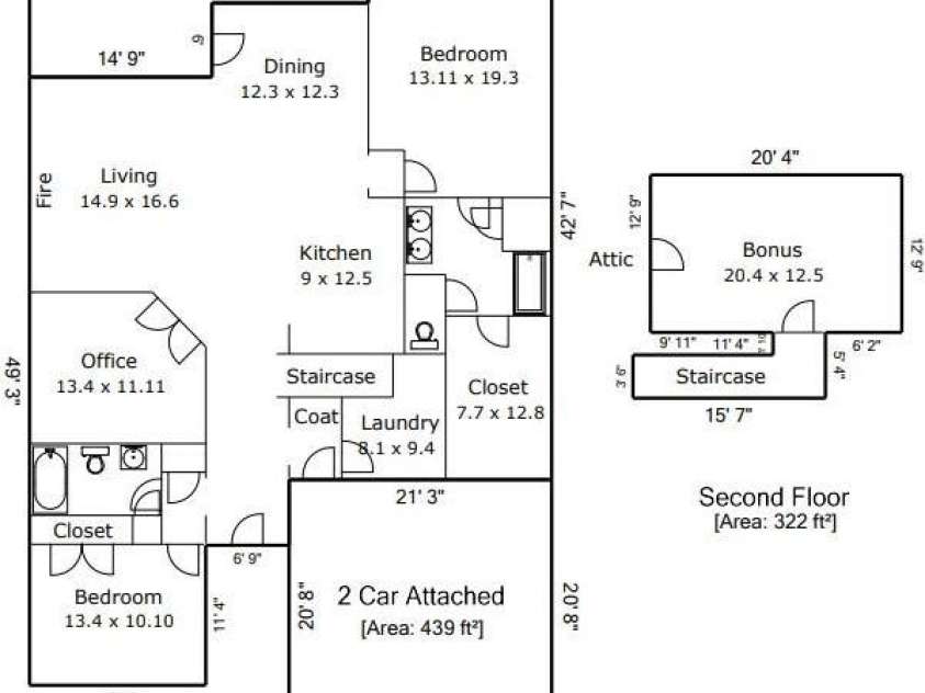 2310 Old Evergreen Parkway, Indian Trail, NC 28079.  MLS# CAR4327341, YatesRealty ID 6088. Floorplan