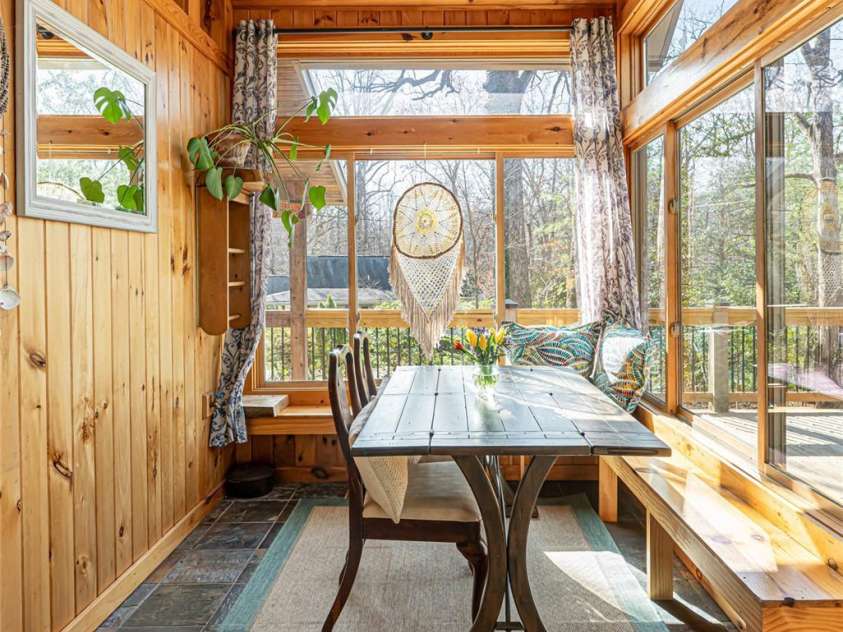 20 Meeks Road, Black Mountain, NC 28711.  MLS# CAR4232565, YatesRealty ID 6129. Sunroom/dining area