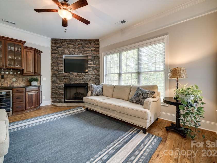 364 Stone Cliff Lane, Clover, SC 29710.  MLS# CAR4247525, YatesRealty ID 6192. Keeping Room w/ Stone Fireplace