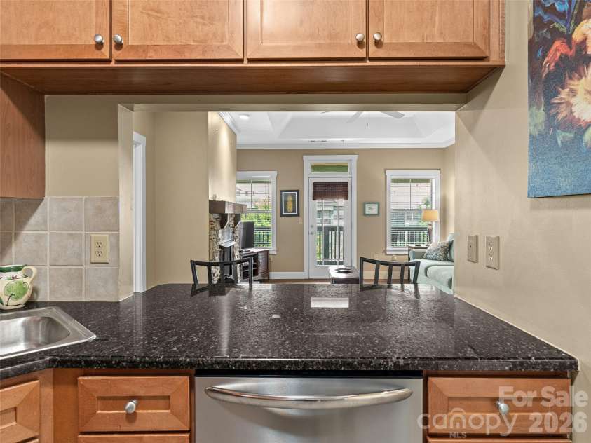 9 Kenilworth Knoll, Asheville, NC 28805.  MLS# CAR4357056, YatesRealty ID 6380. Breakfast bar from kitchen