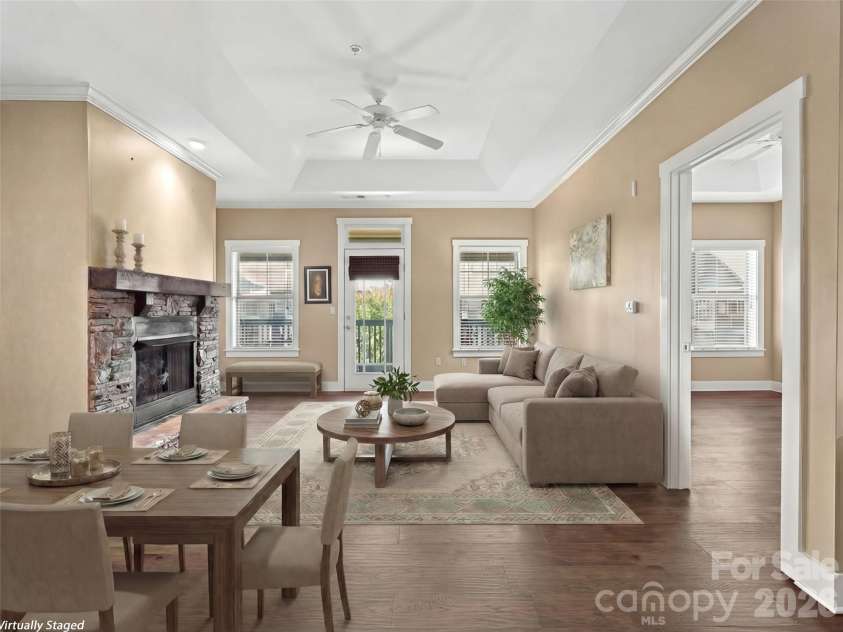 9 Kenilworth Knoll, Asheville, NC 28805.  MLS# CAR4357056, YatesRealty ID 6380. Virtually staged, looking our towards balcony