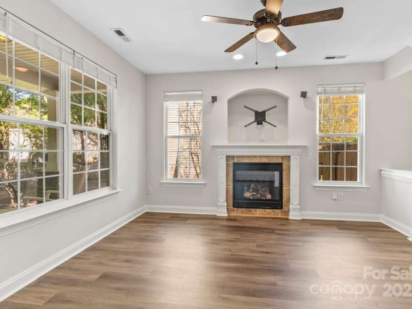 13206 Meadowmere Road, Huntersville, NC 28078.  MLS# CAR4245792, YatesRealty ID 6454. Gas log fireplace and ceiling fan