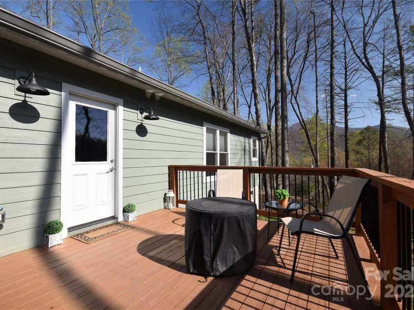 515 Twinbrook Lane, Maggie Valley, NC 28751.  MLS# CAR4245630, YatesRealty ID 6466. Rear Deck with door from kitchen