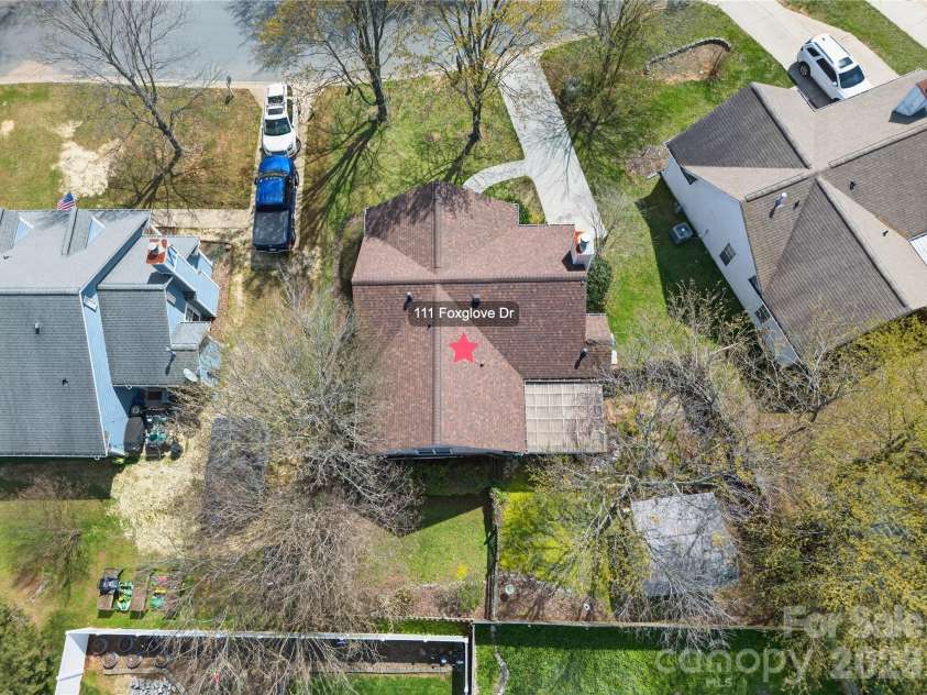 111 Foxglove Drive, Mooresville, NC 28115.  MLS# CAR4358722, YatesRealty ID 6482. Back aerial