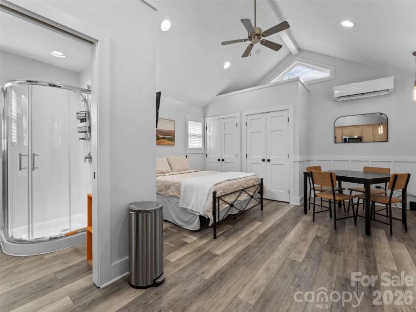 175 Duckworth Avenue, Brevard, NC 28712.  MLS# CAR4361938, YatesRealty ID 6539. Unit A - Dining Area, Closets, Sleeping Area, and Full Bathroom