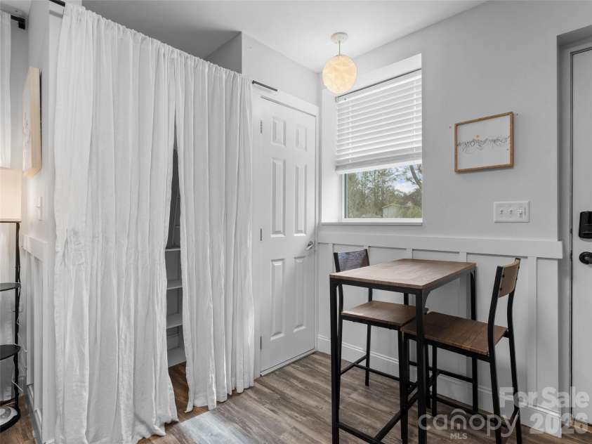 175 Duckworth Avenue, Brevard, NC 28712.  MLS# CAR4361938, YatesRealty ID 6539. Unit B - Dining Area and Closets