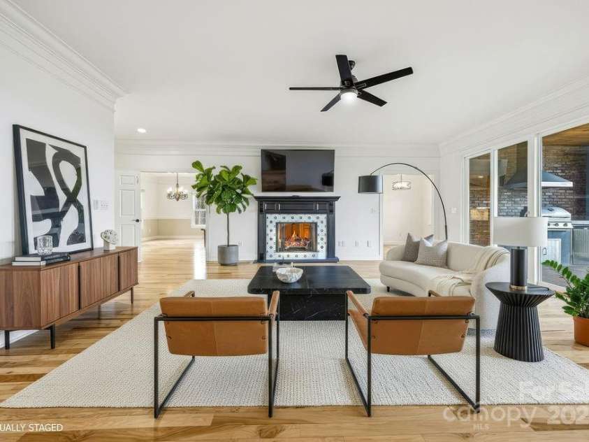 38 Sweetwater Oaks Drive, Fletcher, NC 28732.  MLS# CAR4331629, YatesRealty ID 654. Virtually staged living room