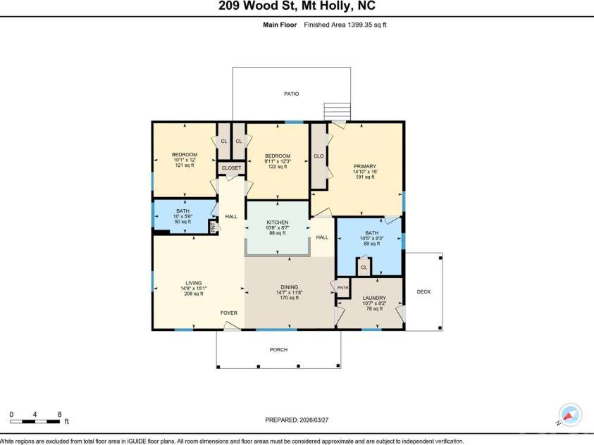209 Wood Street, Mount Holly, NC 28120.  MLS# CAR4360800, YatesRealty ID 6552. Floor Plan