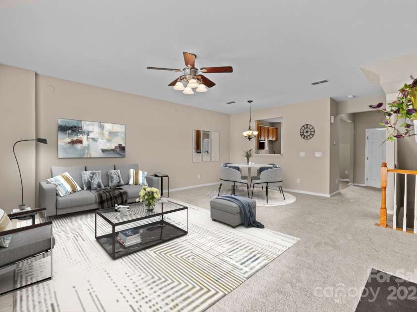 15662 King Louis Court, Charlotte, NC 28277.  MLS# CAR4227931, YatesRealty ID 6553. Living/Dining Area - Main Floor - Virtually Staged