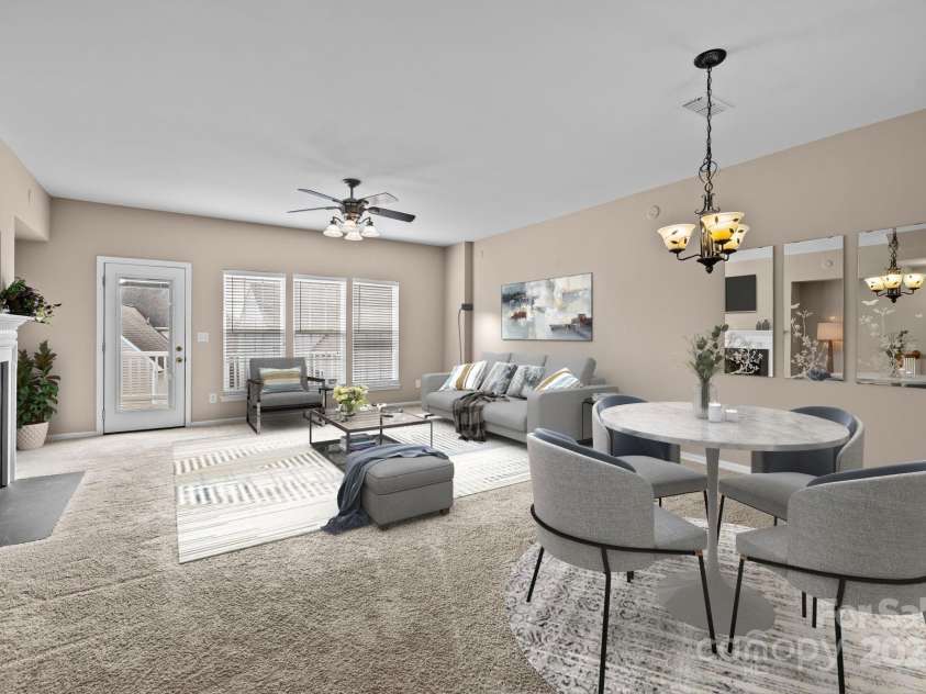15662 King Louis Court, Charlotte, NC 28277.  MLS# CAR4227931, YatesRealty ID 6553. Living/Dining Area - Main Floor - Virtually Staged