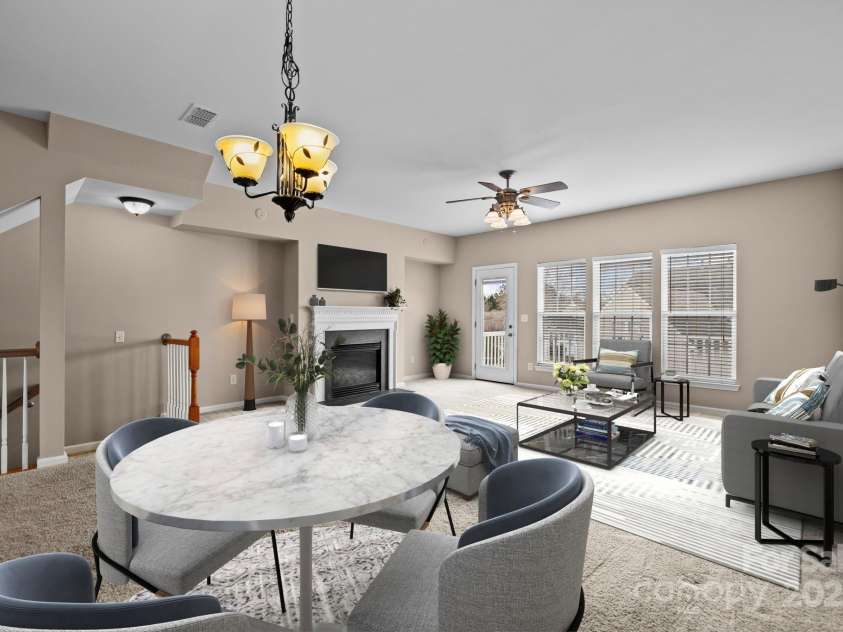 15662 King Louis Court, Charlotte, NC 28277.  MLS# CAR4227931, YatesRealty ID 6553. Living/Dining - Main Floor - Virtually Staged