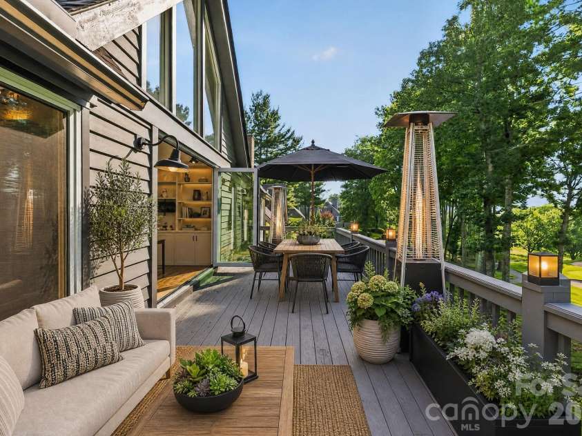 155 Winding Meadows Drive, Flat Rock, NC 28731.  MLS# CAR4418480, YatesRealty ID 6600. Virtually Staged deck