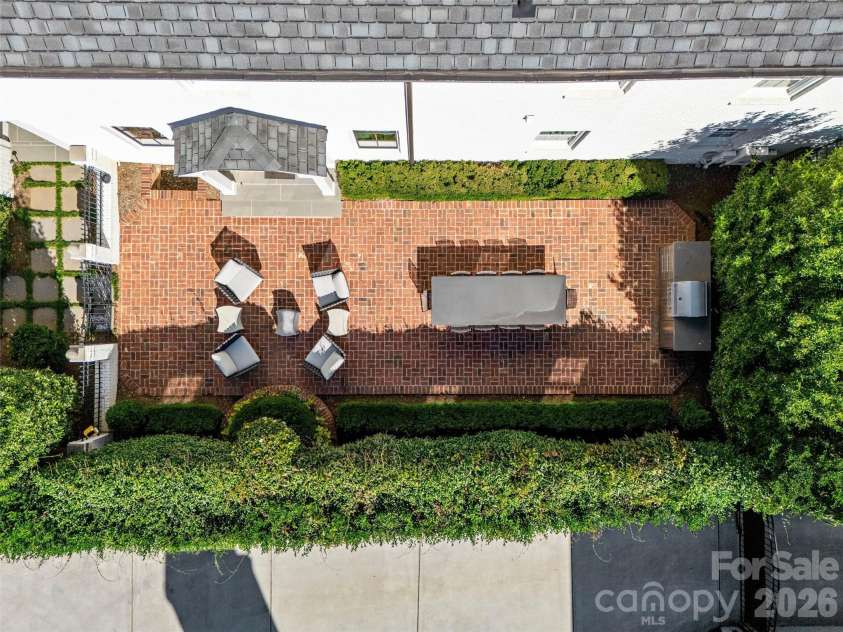 1438 Queens Road, Charlotte, NC 28207.  MLS# CAR4345945, YatesRealty ID 6637. Aerial Side Patio