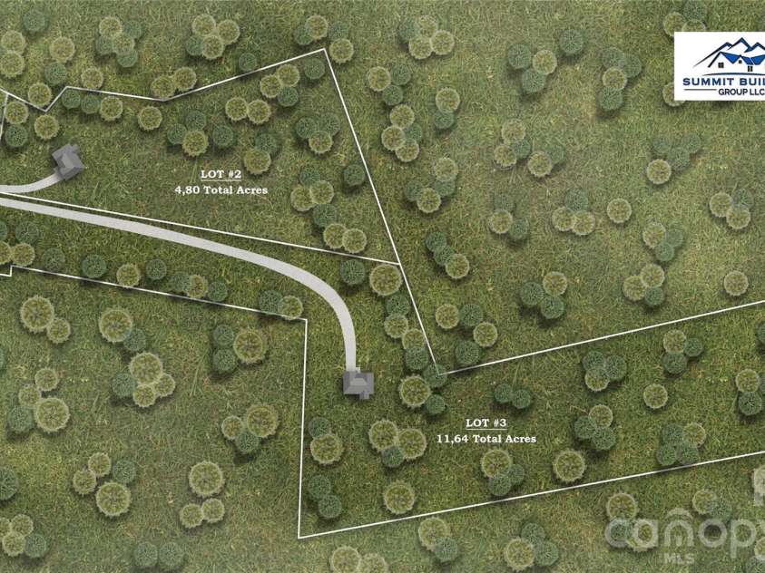 9729-B Flowes Store Road, Midland, NC 28107.  MLS# CAR4345762, YatesRealty ID 6658. Lot 2 on this rendering - for illustrative purposes of lot shape. Lot 3 is also available to contract (11.64 acres).