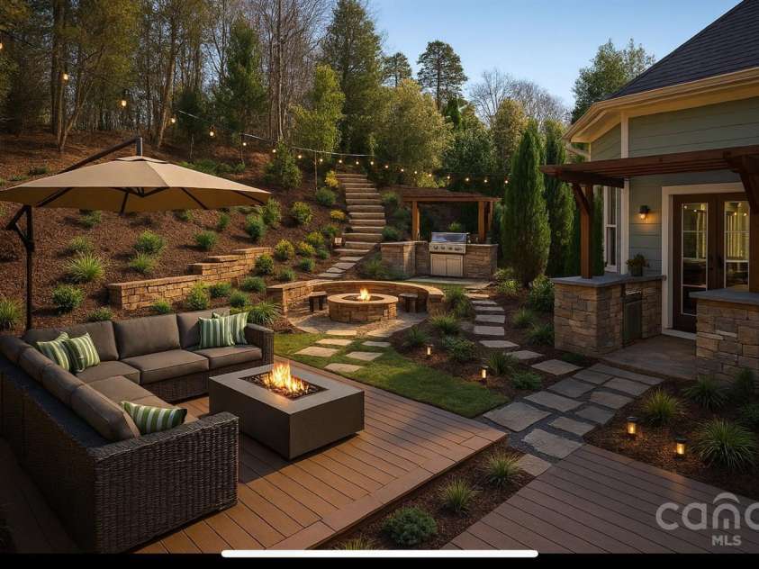 875 Stratford Run Drive, Fort Mill, SC 29708.  MLS# CAR4229364, YatesRealty ID 6682. Virtually Staged Backyard