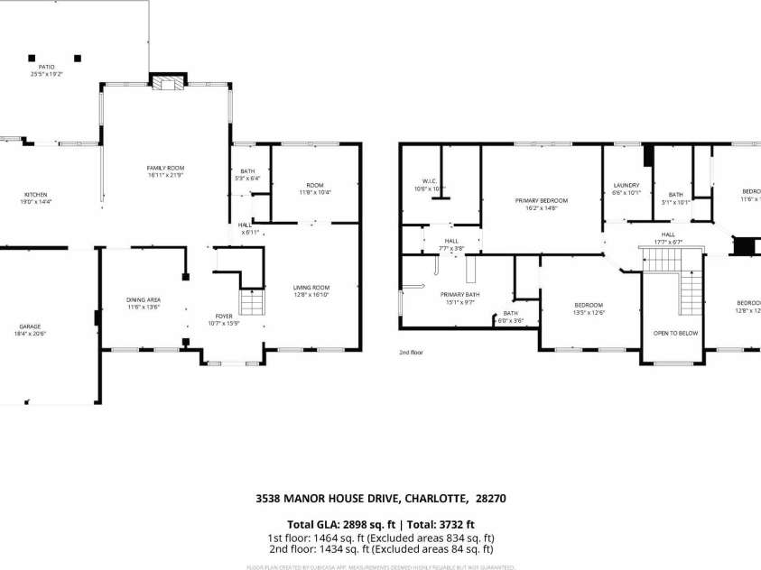3538 Manor House Drive, Charlotte, NC 28270.  MLS# CAR4358198, YatesRealty ID 6744. Full Floorplan