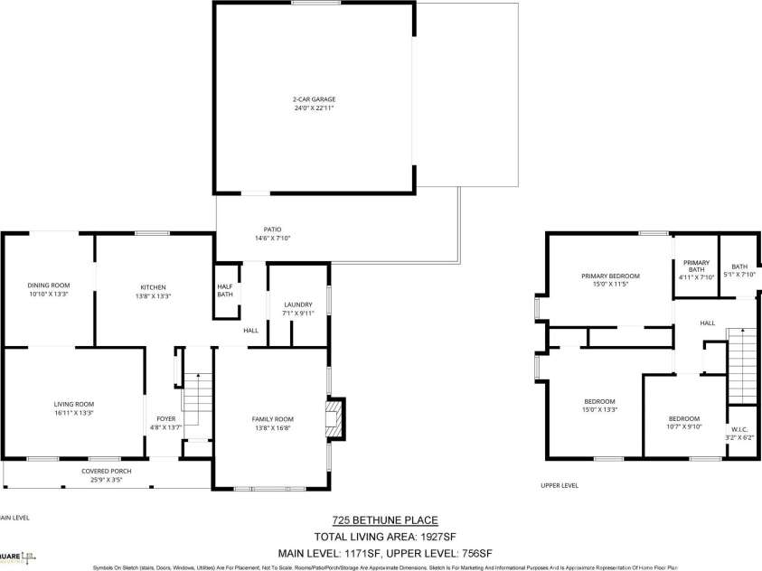 725 Bethune Place, Matthews, NC 28105.  MLS# CAR4361876, YatesRealty ID 6763. 