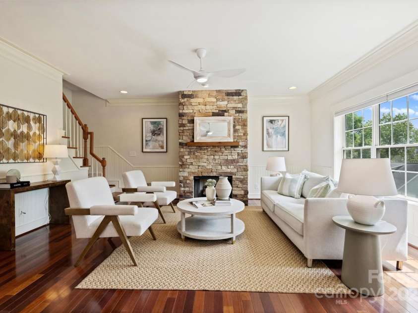 1824 Hall Avenue, Charlotte, NC 28205.  MLS# CAR4245014, YatesRealty ID 6773. Living room with gas fireplace