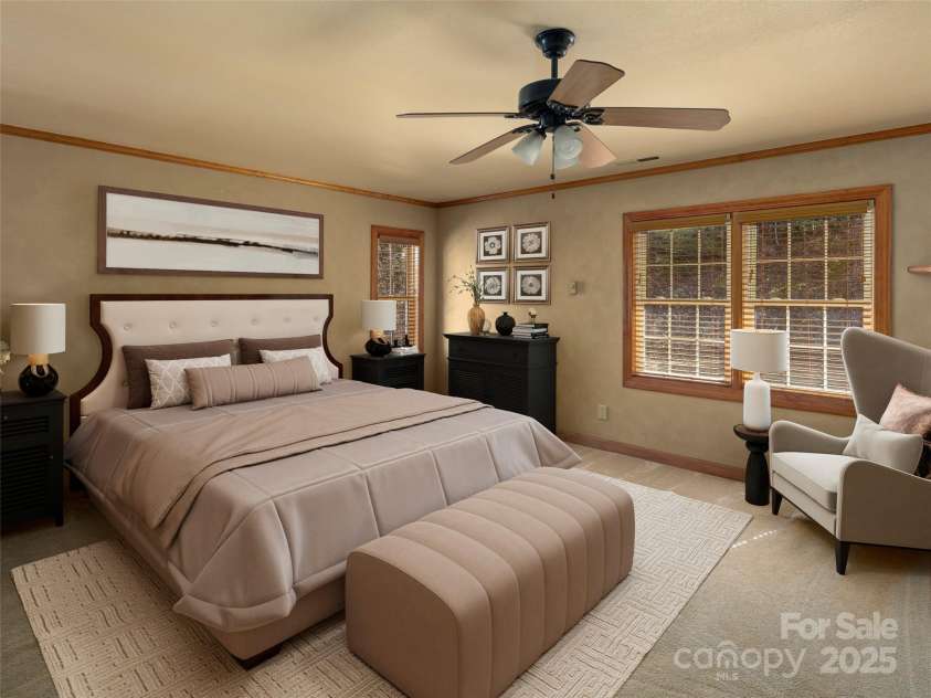 609 Fork Road, Black Mountain, NC 28711.  MLS# CAR4232280, YatesRealty ID 6793. Primary bedroom staged