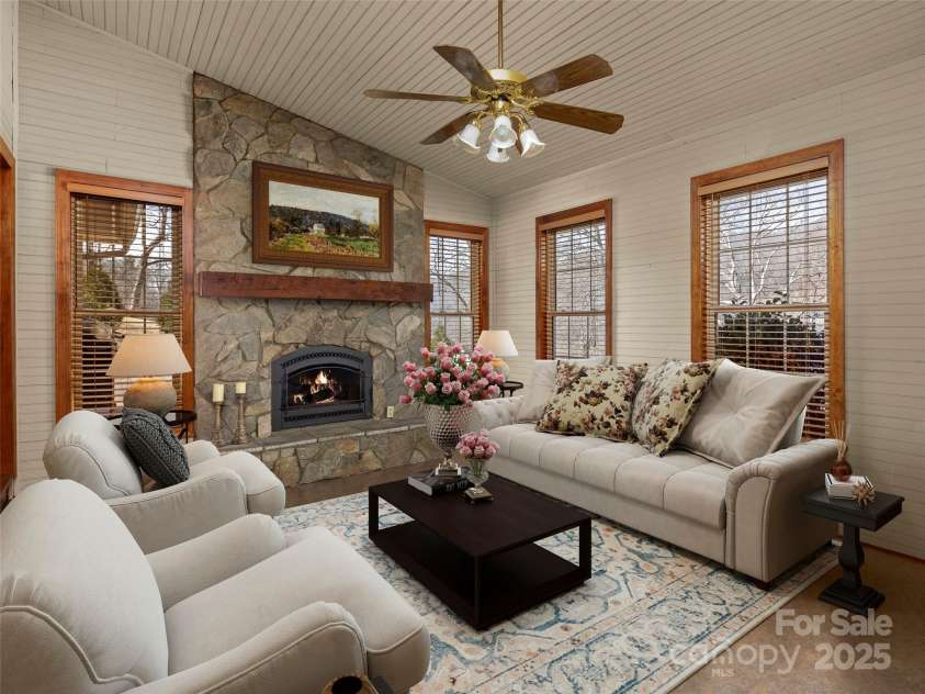609 Fork Road, Black Mountain, NC 28711.  MLS# CAR4232280, YatesRealty ID 6793. Staged photo of Den