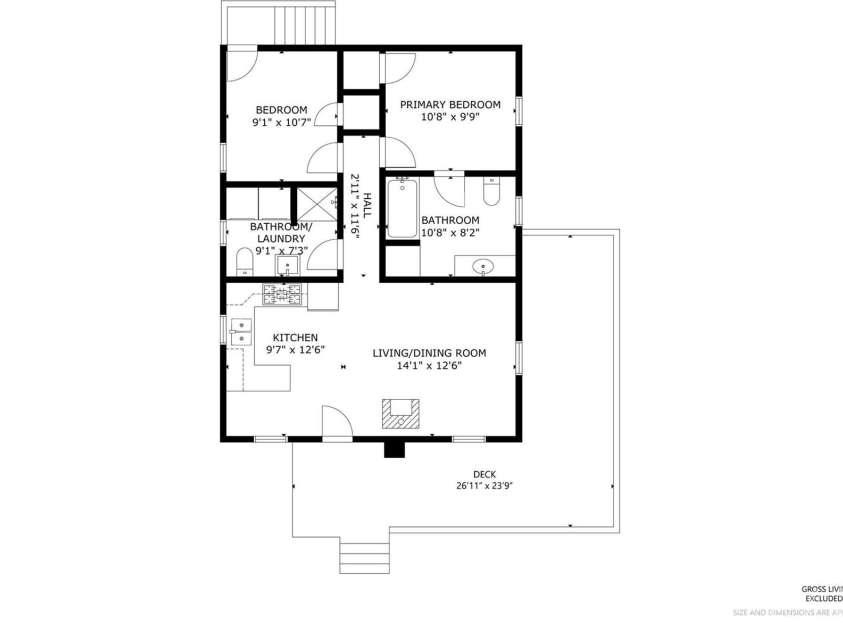 183 Stoney Fork Road, Barnardsville, NC 28709.  MLS# CAR4213332, YatesRealty ID 6809. Floor plan of the cabin