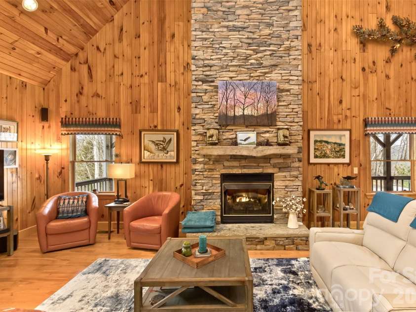 164 Tall Oaks Drive, Maggie Valley, NC 28751.  MLS# CAR4344503, YatesRealty ID 6816. Classic A-frame design with soaring ceilings.