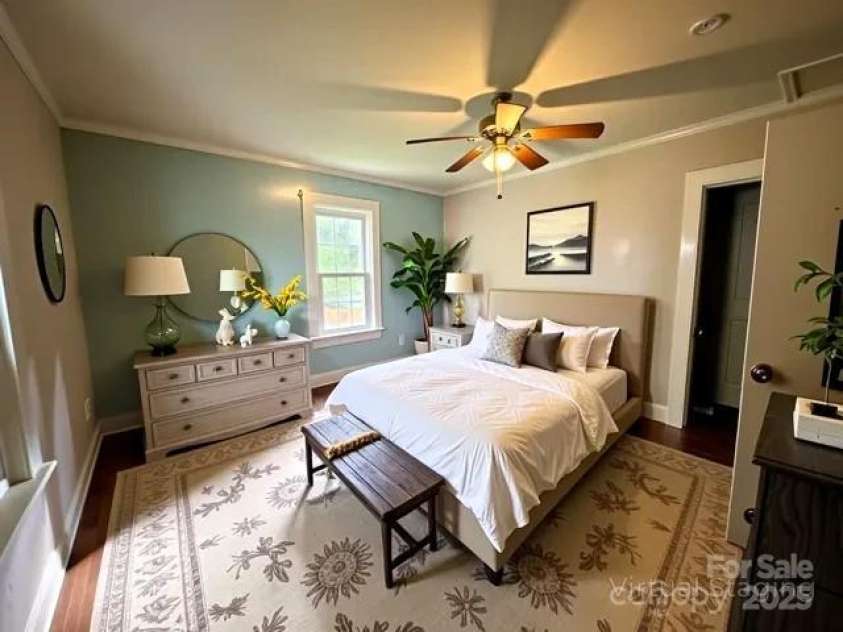 6000 Main Street, Salisbury, NC 28147.  MLS# CAR4248591, YatesRealty ID 6845. *VIRTUAL IMAGE* SHOWING WHAT THE SAME FRONT BEDROOM HAS TO OFFER. SO BEAUTIFUL! DOOR ON THE RIGHT IS FULL BATHROOM AND DOOR BESIDE OF BED IS CLOSET