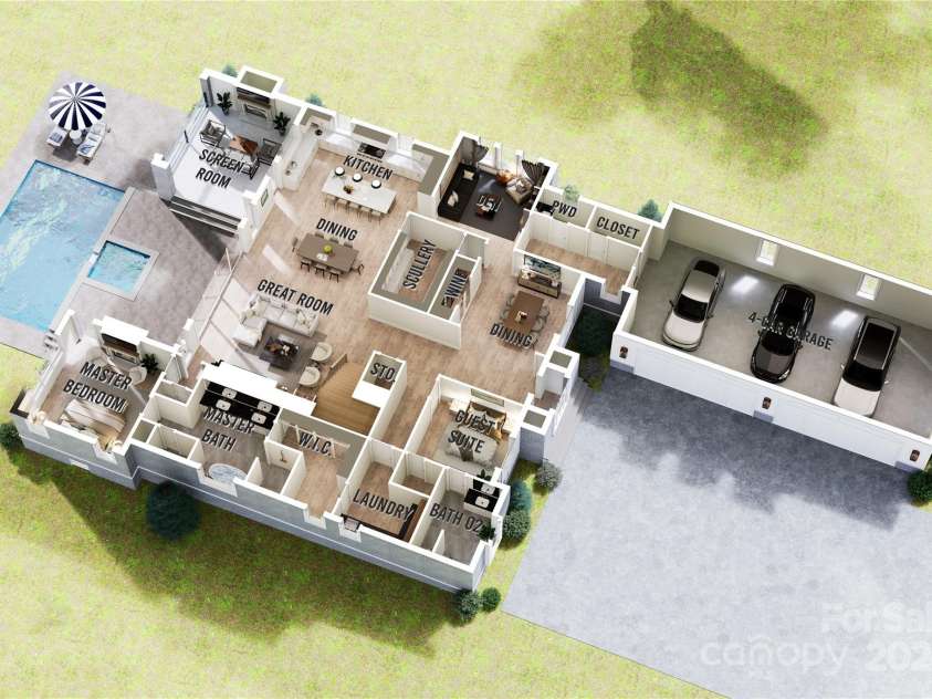 108 Sail High Court, Mooresville, NC 28117.  MLS# CAR4147056, YatesRealty ID 6915. Main level 3D floor plan.