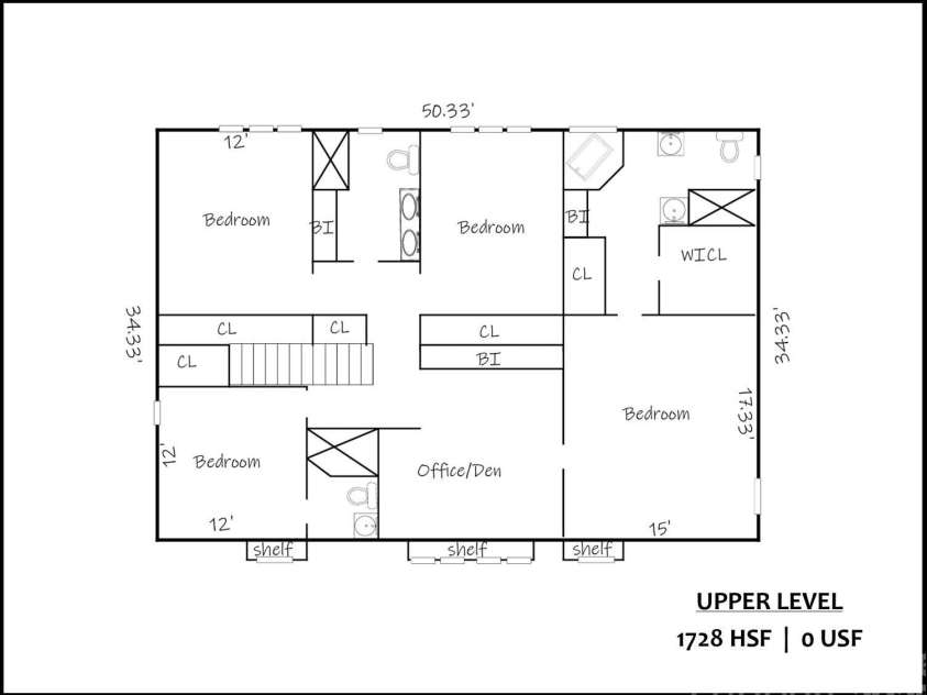 1816 5th Street, Hickory, NC 28601.  MLS# CAR4247002, YatesRealty ID 6969. Floor Plan Upper Level