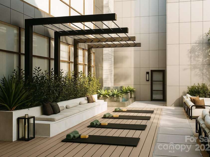 161 Church Street, Asheville, NC 28801.  MLS# CAR4302935, YatesRealty ID 70. Renderings - Yoga on the Sunrise Terrace