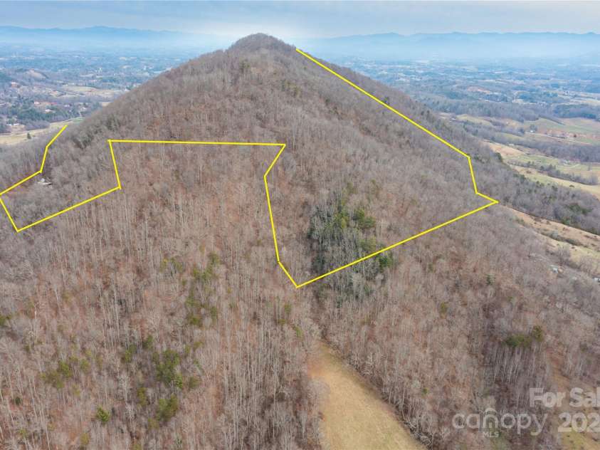 298 Turkey Creek Road, Leicester, NC 28748.  MLS# CAR4112849, YatesRealty ID 700. Aerial Image with Approx Property Lines