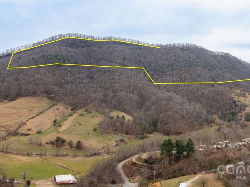 298 Turkey Creek Road, Leicester, NC 28748.  MLS# CAR4112849, YatesRealty ID 700. Aerial Image with Approx Property Lines