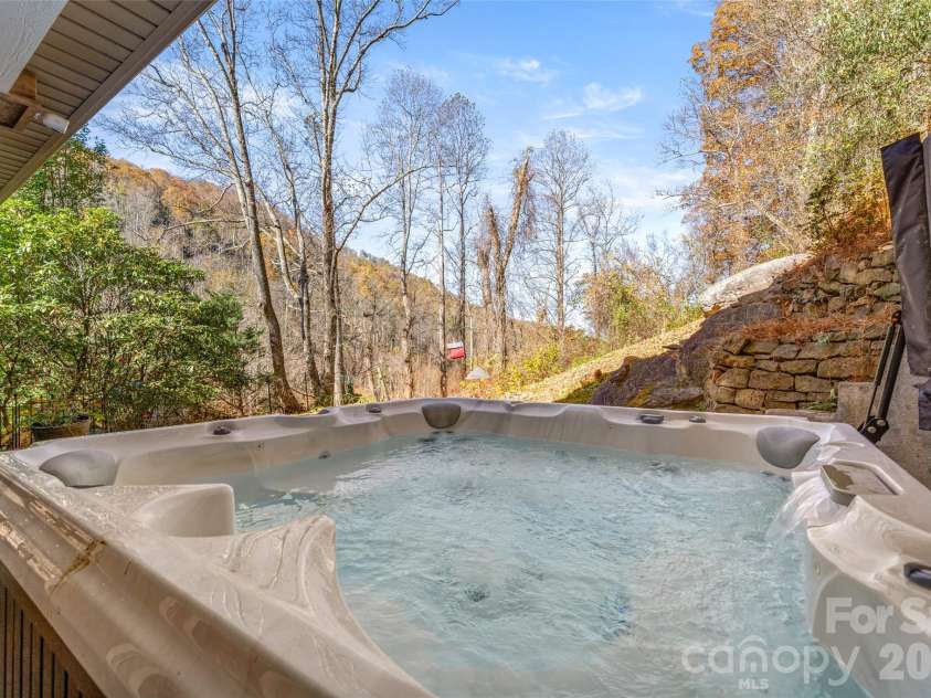 571 Terrys Gap Road, Fletcher, NC 28732.  MLS# CAR4330724, YatesRealty ID 702. Hot tub and views convey!