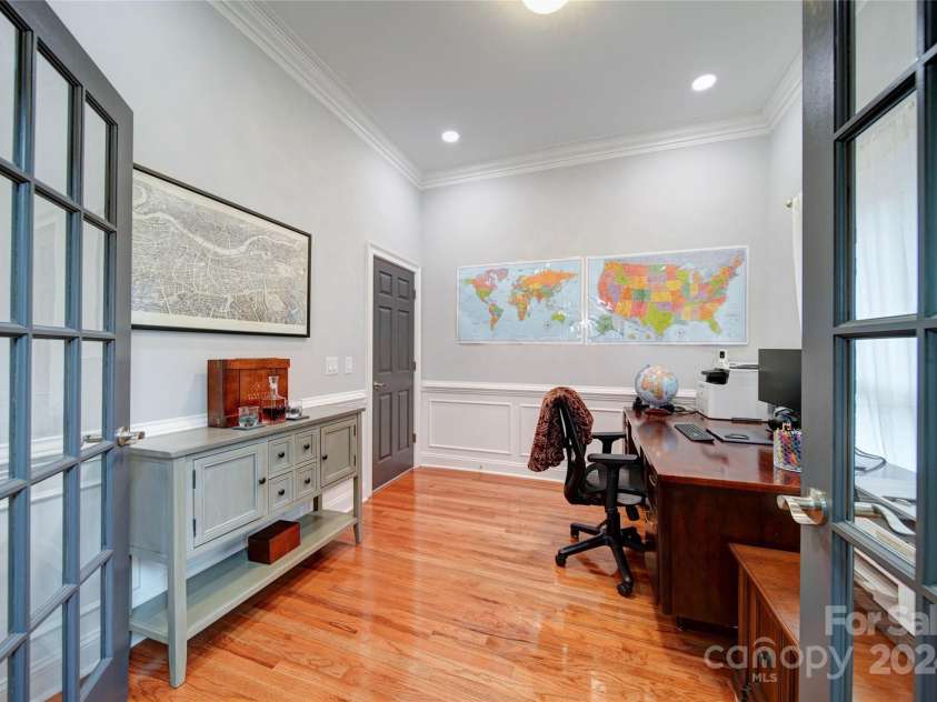 119 Plantation Drive, Mooresville, NC 28117.  MLS# CAR4198986, YatesRealty ID 7020. To Right of Foyer is French Double Door to Office with Access to Full Bath