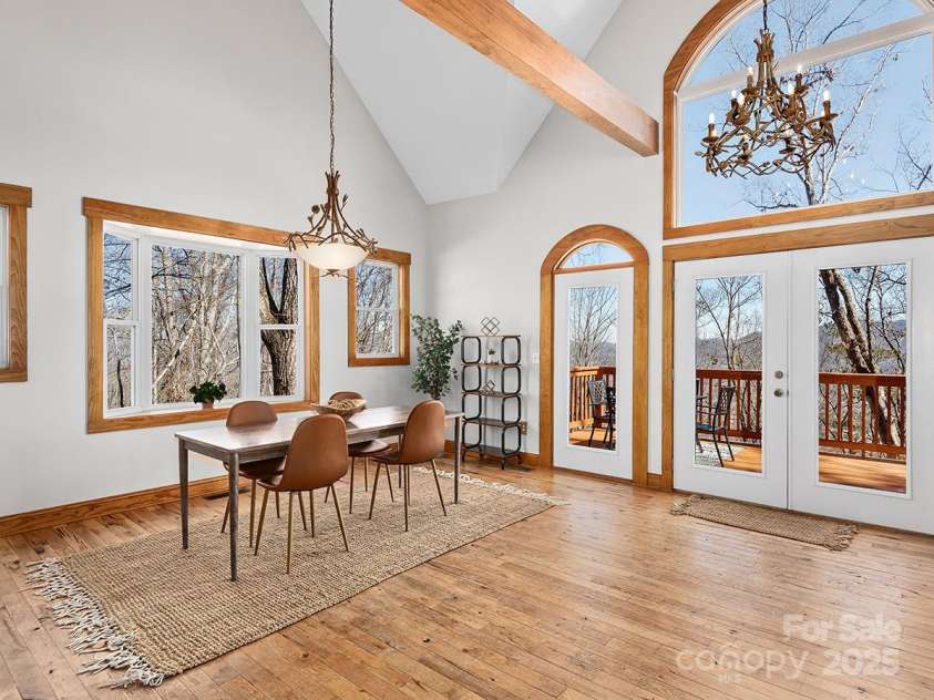 72 Wildflower Mountain Trail, Candler, NC 28715.  MLS# CAR4313051, YatesRealty ID 7043. Dine Among The Trees With Natural Light Pouring In Through Multi-Level Windows