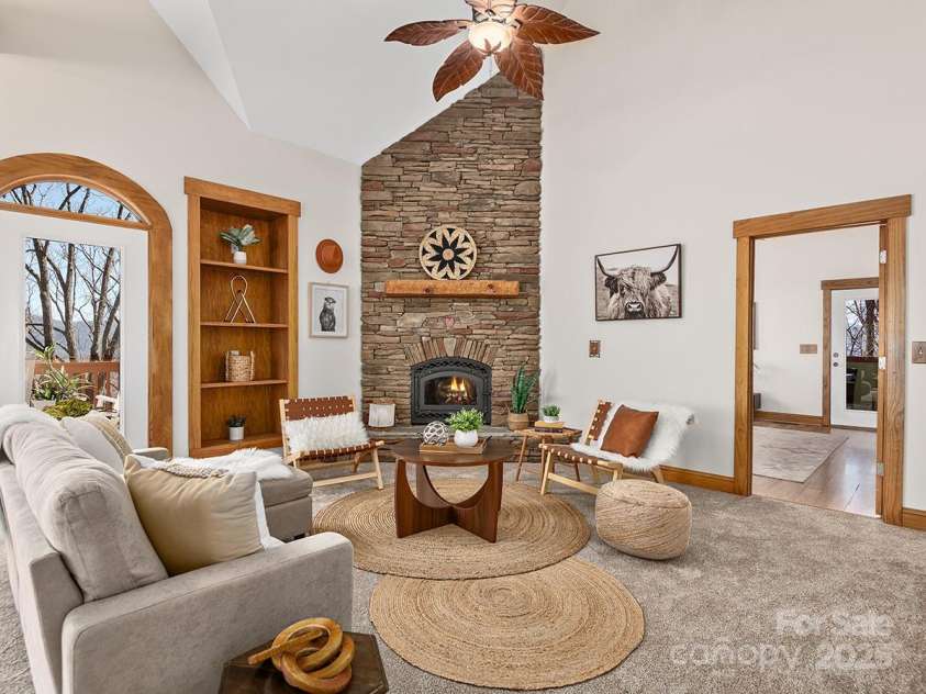 72 Wildflower Mountain Trail, Candler, NC 28715.  MLS# CAR4313051, YatesRealty ID 7043. Stunning Interior Featuring Custom Finishes And Vaulted Ceilings With Exposed Natural Wood Trusses