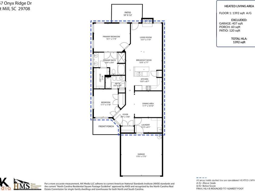1657 Onyx Ridge, Fort Mill, SC 29708.  MLS# CAR4328052, YatesRealty ID 7089. Floor Plan