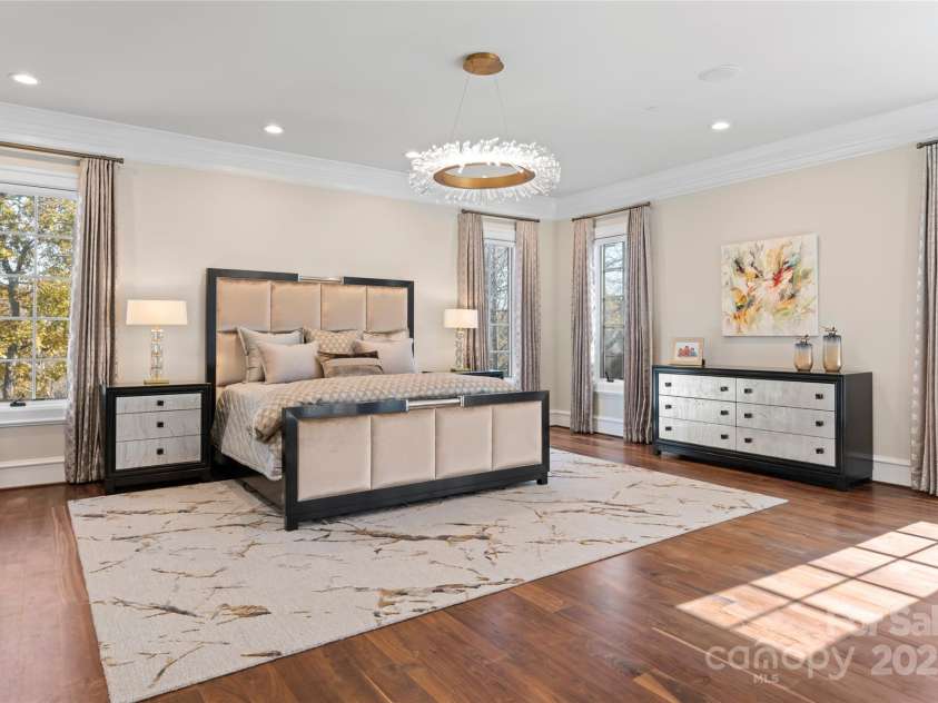 316 Braeside Court, Asheville, NC 28803.  MLS# CAR4198099, YatesRealty ID 7157. Light-filled spacious owners wing on the main level with newly added black walnut hardwood floors