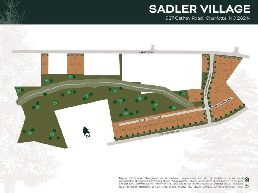 2015 Sadler Woods Lane, Charlotte, NC 28214.  MLS# CAR4248188, YatesRealty ID 7228. Sadler Village Site Map