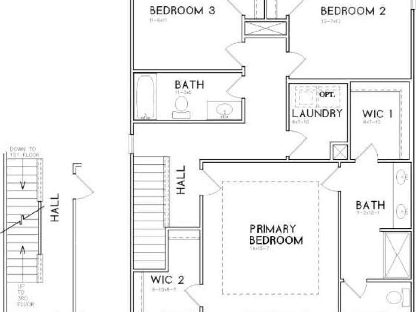 2019 Sadler Woods Lane, Charlotte, NC 28214.  MLS# CAR4248189, YatesRealty ID 7229. Floorplan - Second floor