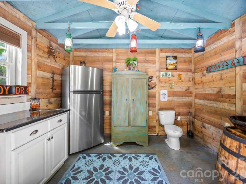 244 Mark Ryan Lane, Dallas, NC 28034.  MLS# CAR4389974, YatesRealty ID 725. Pool house- full bath and refrigerator