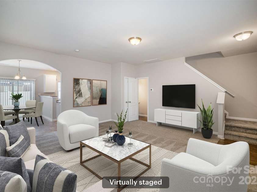 9419 Isaac Hunter Drive, Charlotte, NC 28214.  MLS# CAR4246457, YatesRealty ID 7273. Living/Dining w/ virtual staging