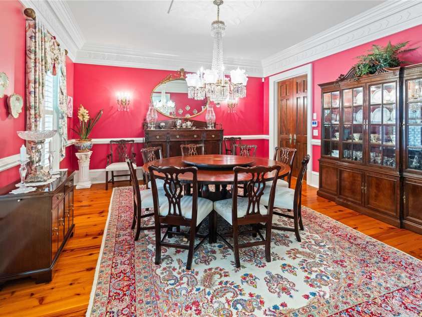 229 Joseph Kershaw Road, Eastover, SC 29044.  MLS# CAR4122309, YatesRealty ID 7302. Historic Charleston colors throughout the home, dining room chandelier reclaimed from the Cannon Mill home